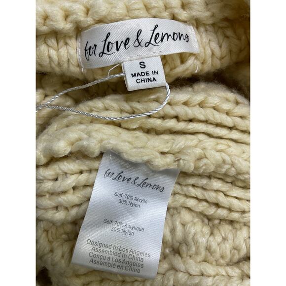 For Love & Lemons 'Andie' Cream Cotton Cut-Out Sweater Size S - Picture 4 of 4